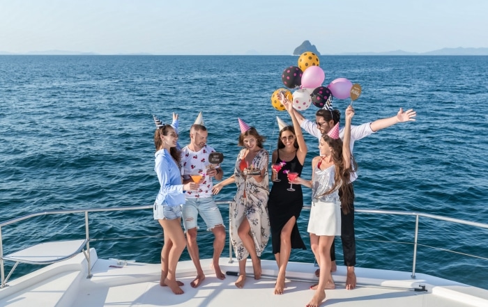 Party Yacht Company Young People Celebrate Birthday During Sea Cruise